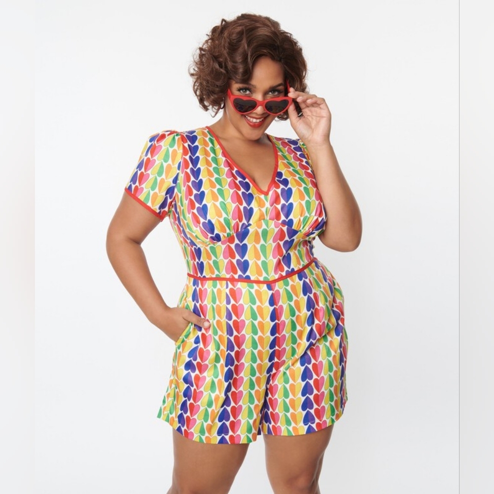 NWT Unique Vintage Rainbow Heart Romper